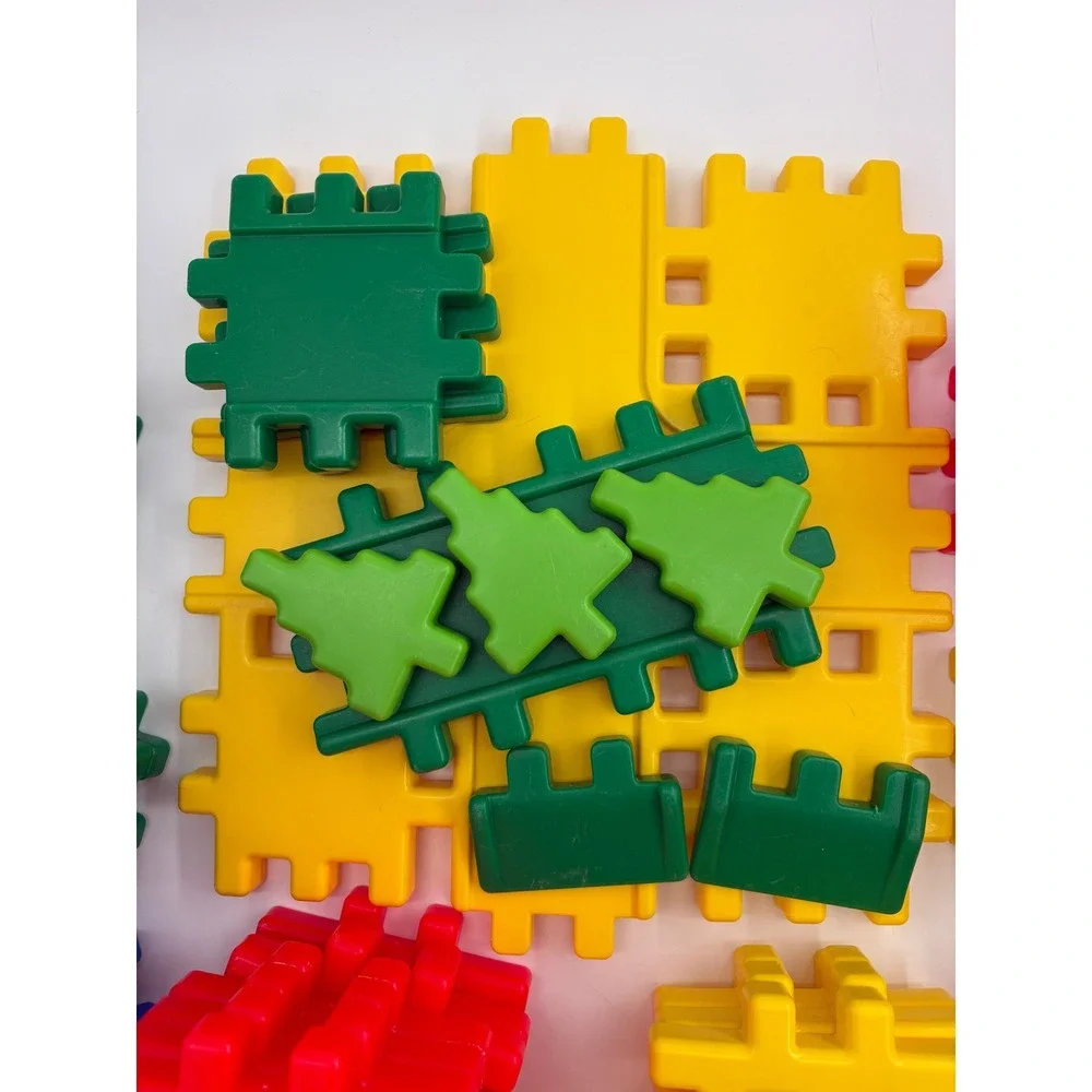 Vtg 1980s/1990s Little Tikes Wee Waffle Blocks Bridge & Roadways Lg Lot of 53